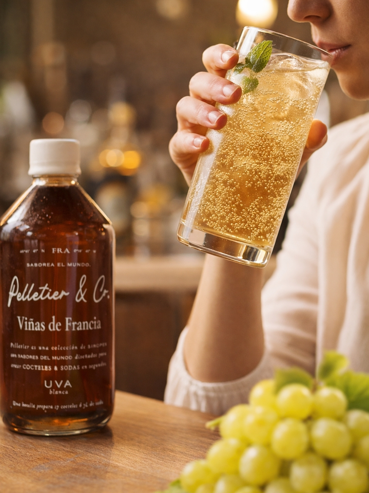 Syrup Uva Blanca & Flor de Saúco 510 ml | Viñas de Francia Pelletier | Bebida Natural Tipo Soda o Cóctel | Rinde 3 Litros  2