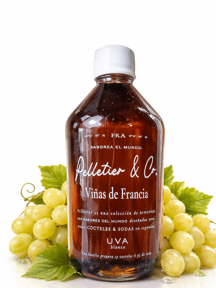 Syrup Uva Blanca & Flor de Saúco 510 ml | Viñas de Francia Pelletier | Bebida Natural Tipo Soda o Cóctel | Rinde 3 Litros  1