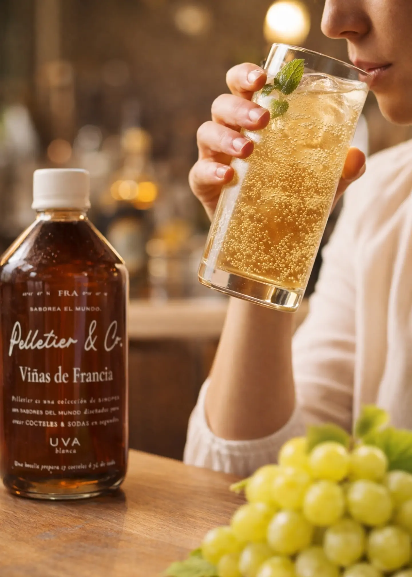Kit Soda Natural Premium Uva Blanca & Saúco 510 ml | Syrup  + Copita Medidora + Bebida Carbonatada en Vidrio | Rinde 3 Litros  3
