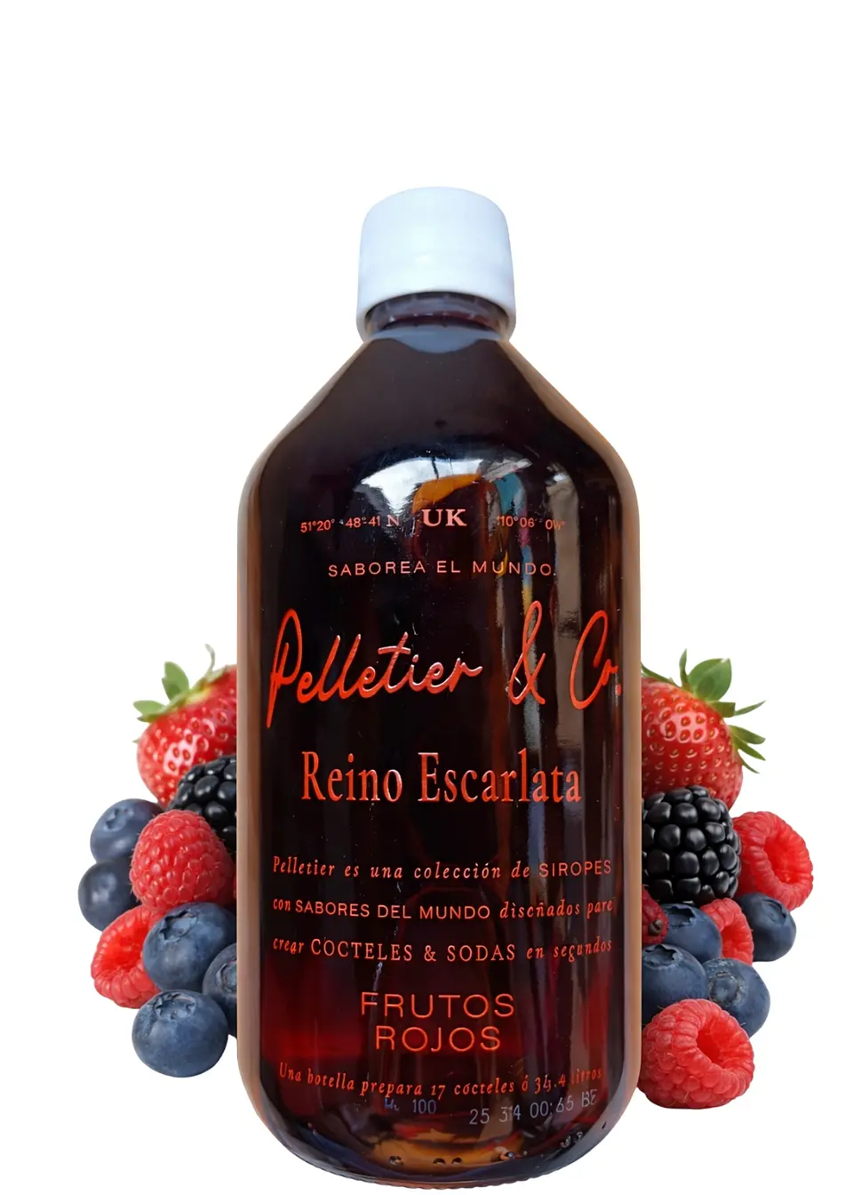 Syrup Frutos Rojos 510 ml | Reino Escarlata | Bebida Natural Tipo Soda o Cóctel | Rinde 2.5–3 Litros o 17 Cócteles | Sabor Frambuesa e Hibisco  1