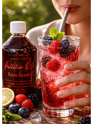 Syrup Frutos Rojos 510 ml | Reino Escarlata | Bebida Natural Tipo Soda o Cóctel | Rinde 2.5–3 Litros o 17 Cócteles | Sabor Frambuesa e Hibisco 