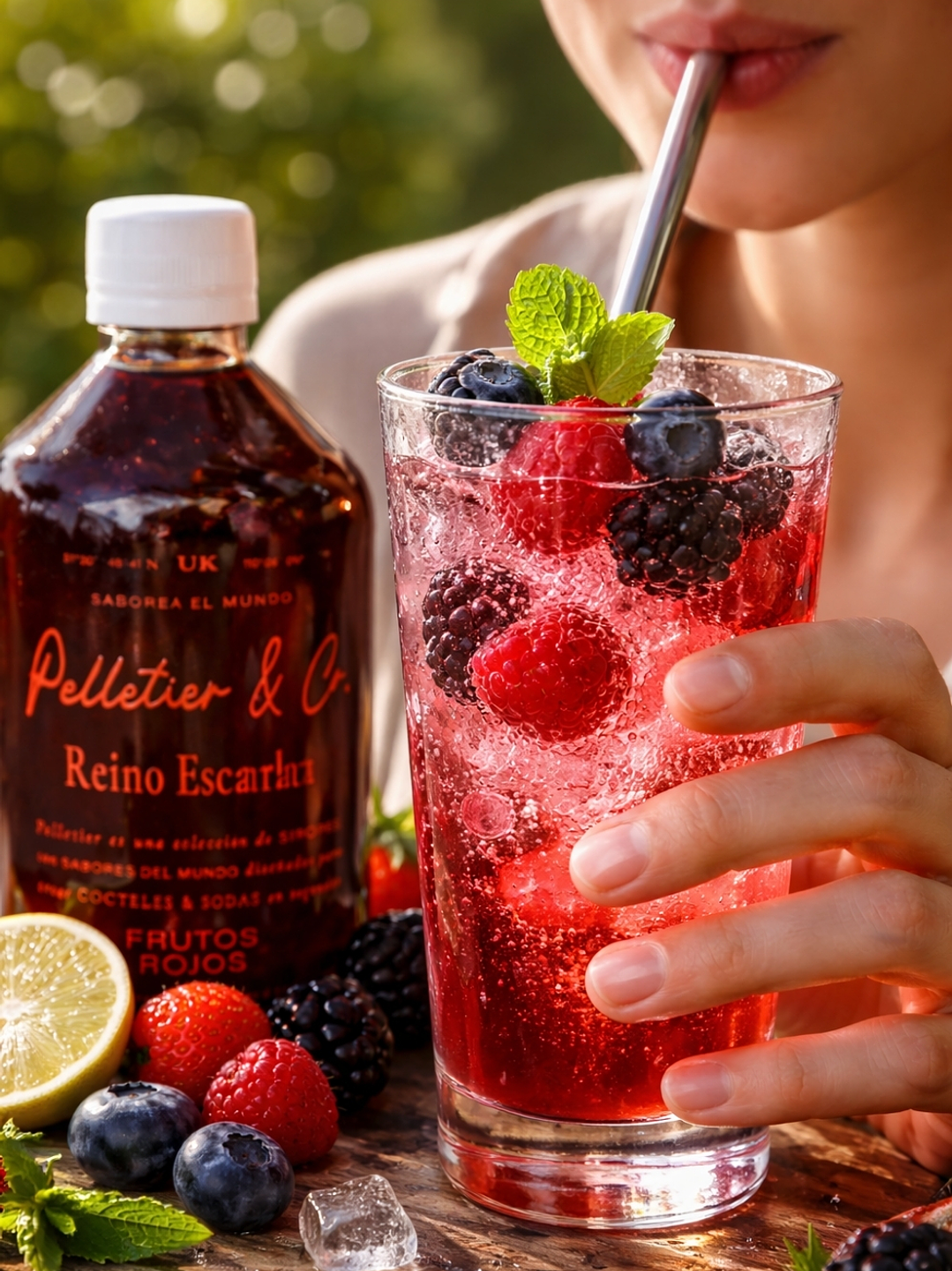 Syrup Frutos Rojos 510 ml | Reino Escarlata | Bebida Natural Tipo Soda o Cóctel | Rinde 2.5–3 Litros o 17 Cócteles | Sabor Frambuesa e Hibisco  2