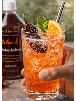Syrup México Ardiente 510 ml | Naranja de Yucatán y Chile Ahumado de Oaxaca | Bebida Natural Tipo Soda o Cóctel | Rinde 2.5–3 Litros o 17 Cócteles | Perfil Cítrico y Picante