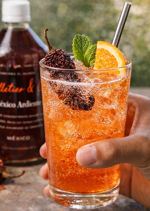Syrup México Ardiente 510 ml | Naranja de Yucatán y Chile Ahumado de Oaxaca | Bebida Natural Tipo Soda o Cóctel | Rinde 2.5–3 Litros o 17 Cócteles | Perfil Cítrico y Picante