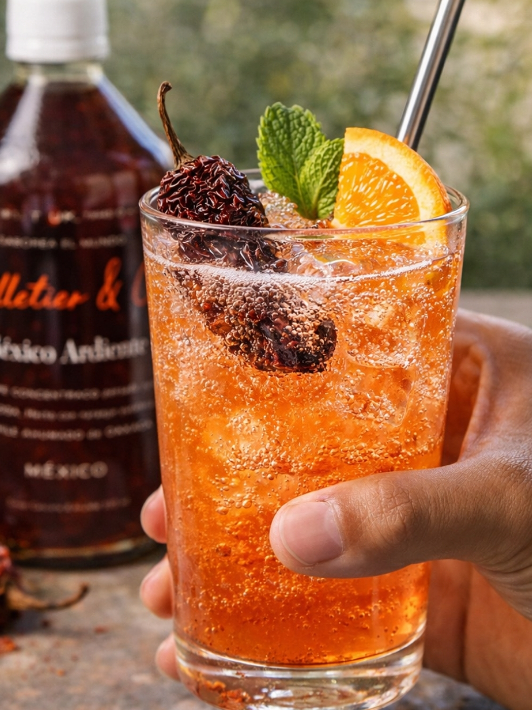 Syrup México Ardiente 510 ml | Naranja de Yucatán y Chile Ahumado de Oaxaca | Bebida Natural Tipo Soda o Cóctel | Rinde 2.5–3 Litros o 17 Cócteles | Perfil Cítrico y Picante 2