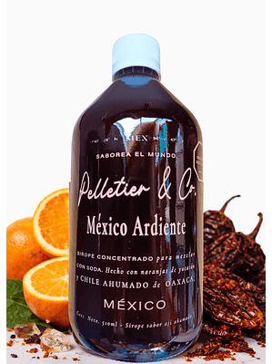 Syrup México Ardiente 510 ml | Naranja de Yucatán y Chile Ahumado de Oaxaca | Bebida Natural Tipo Soda o Cóctel | Rinde 2.5–3 Litros o 17 Cócteles | Perfil Cítrico y Picante