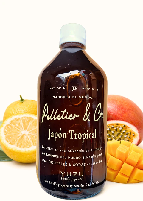 Syrup Japón Tropical 510 ml | Yuzu Japonés, Maracuyá y Mango Alphonso | Bebida Natural Tipo Soda o Cóctel | Rinde 2.5–3 Litros | Perfil Cítrico Exótico
