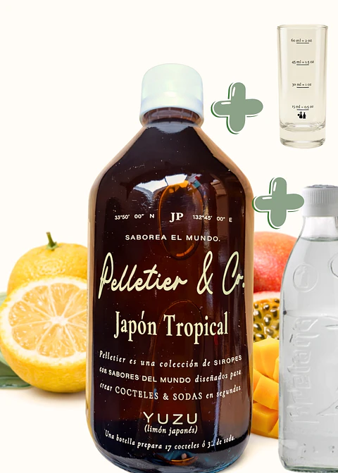 Kit Soda Natural Japón Tropical 510 ml | Yuzu Japonés, Maracuyá y Mango Alphonso | Bebida Tipo Soda o Cóctel | Rinde 2.5–3 Litros | Perfil Cítrico Exótico
