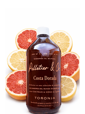 Syrup Costa Dorada Toronja Rubí y Blanca 510 ml | Perfil Cítrico Sofisticado | Para Sodas y Cócteles Naturales | Rinde 2.5–3 Litros