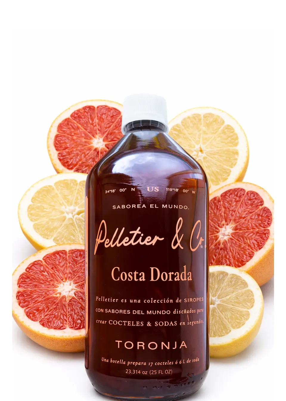 Syrup Costa Dorada Toronja Rubí y Blanca 510 ml | Perfil Cítrico Sofisticado | Para Sodas y Cócteles Naturales | Rinde 2.5–3 Litros 1