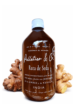 Ruta de Seda – Syrup de Jengibre de los Andes y Kerala 510 ml Perfil especiado sofisticado | Para sodas, cócteles y bebidas naturales | Rinde 2.5–3 Litros