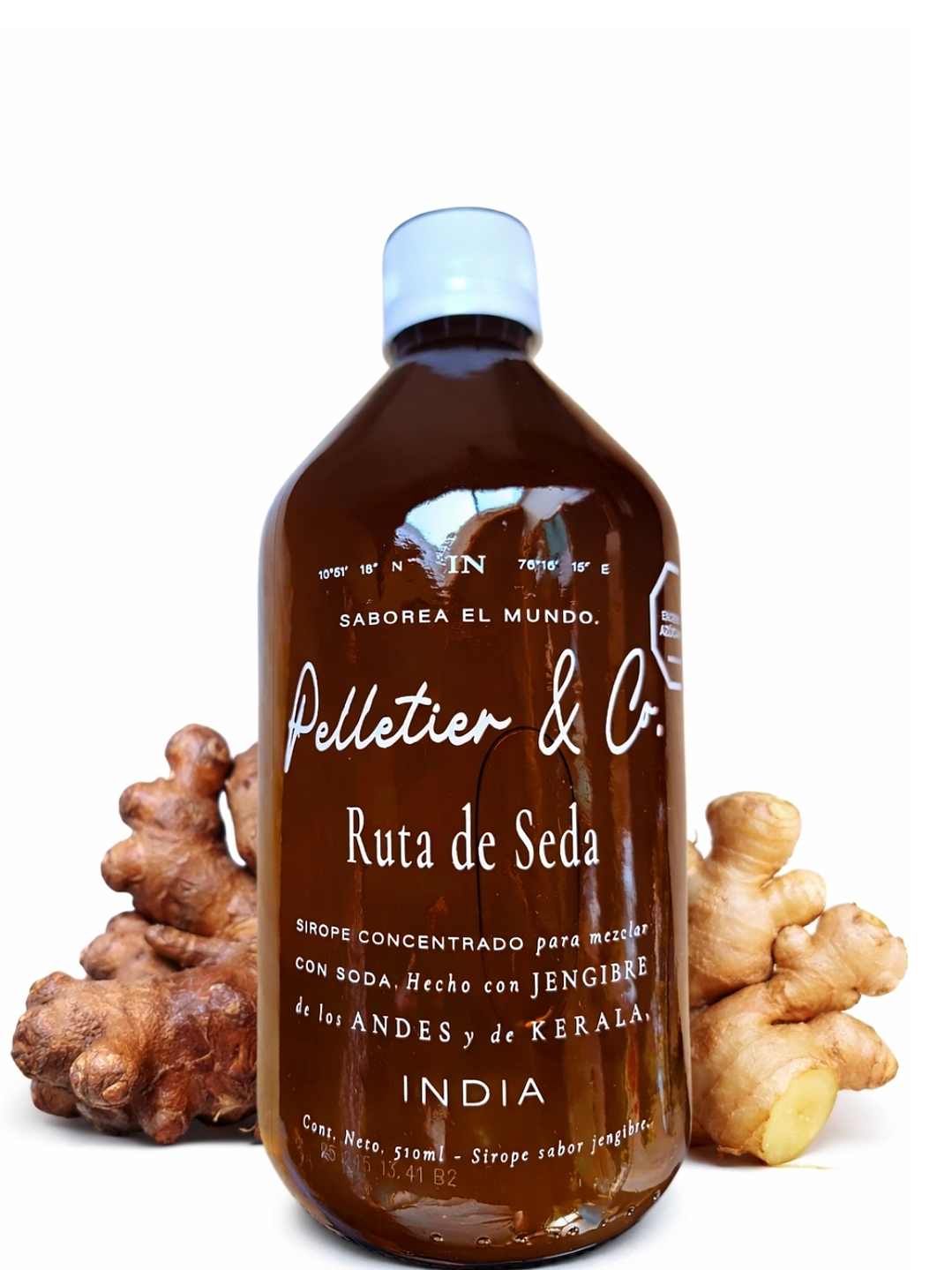 Ruta de Seda – Syrup de Jengibre de los Andes y Kerala 510 ml Perfil especiado sofisticado | Para sodas, cócteles y bebidas naturales | Rinde 2.5–3 Litros 1