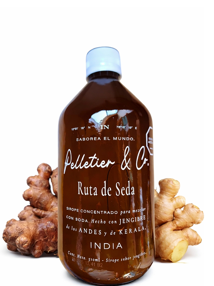 Ruta de Seda – Syrup de Jengibre de los Andes y Kerala 510 ml Perfil especiado sofisticado | Para sodas, cócteles y bebidas naturales | Rinde 2.5–3 Litros 1