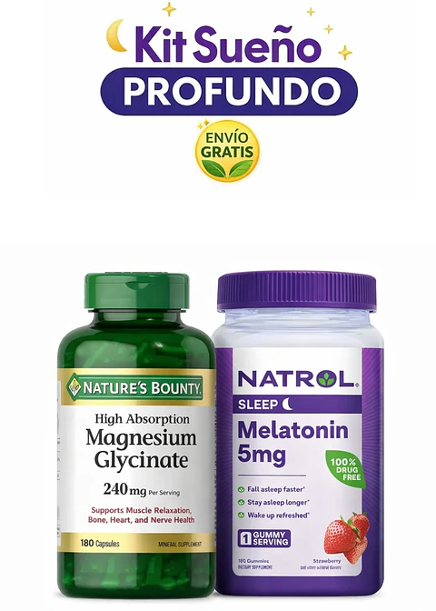 Kit Sueño Profundo con Melatonina 5mg en GoKit Sueño Profundo y Reparador | Magnesio Glicinato + Melatonina  5mg | Descanso Natural y Relajación | Envío Gratis Colombia
