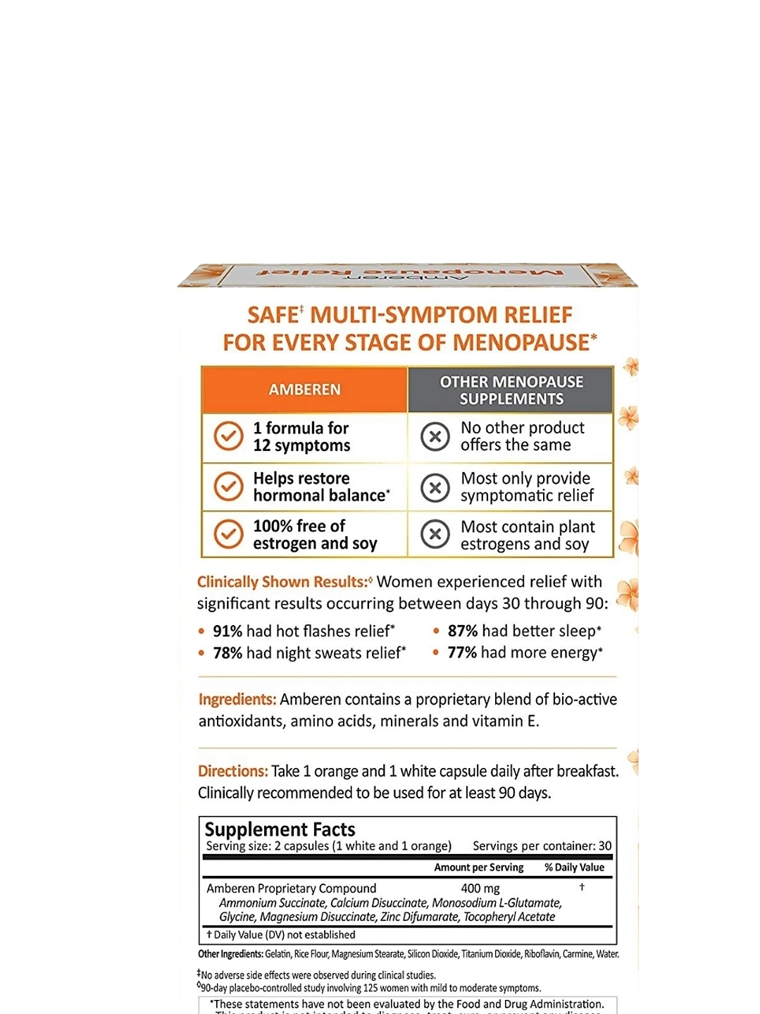 Amberen Menopausia 90 Cápsulas | Alivio Multi-síntomas | Sofocos, Estrés, Energía y Equilibrio Hormonal Sin Hormonas | Colombia 3