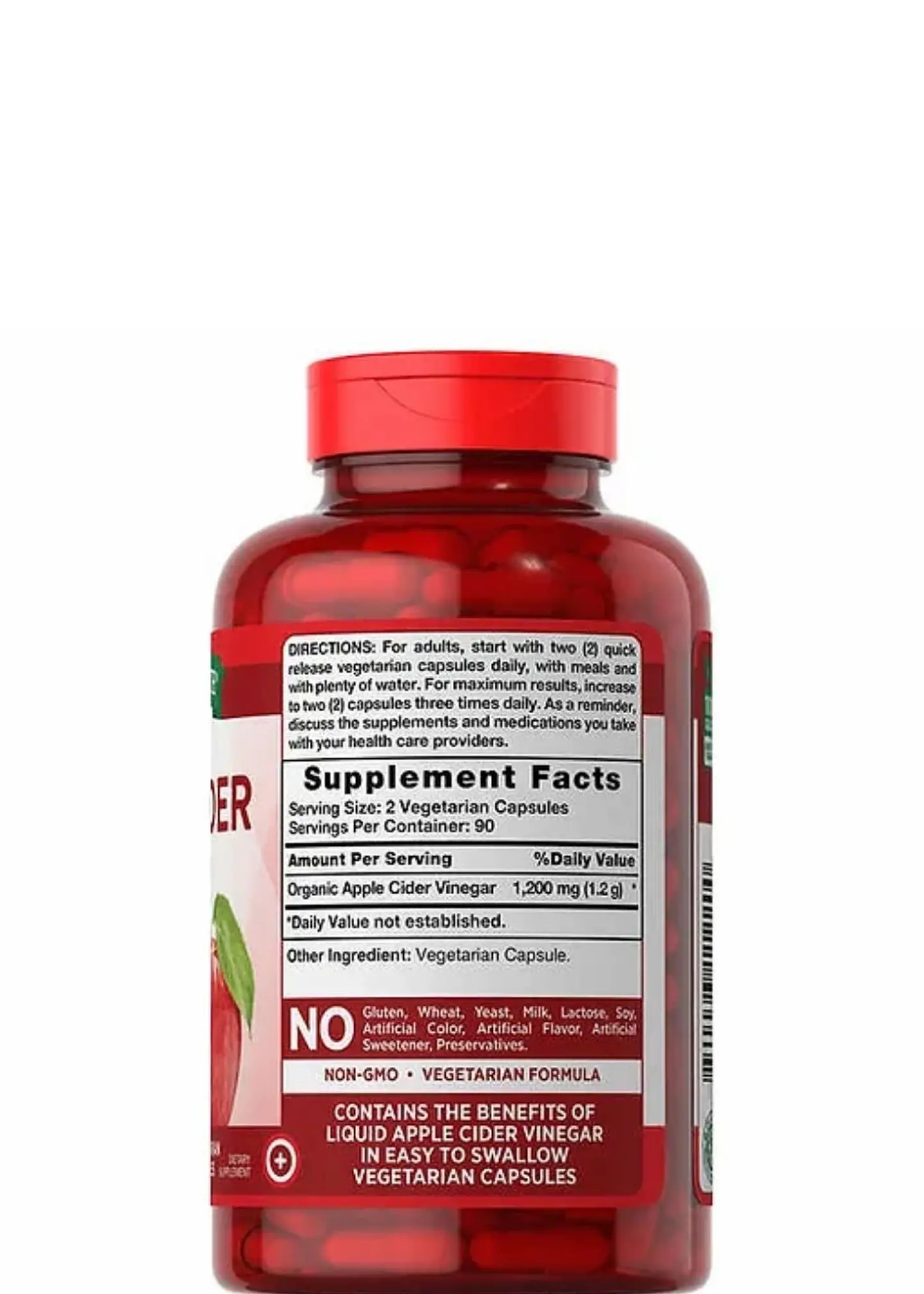 Vinagre de Sidra de Manzana en Cápsulas 1200 mg Nature’s Truth | Digestión, Metabolismo y Control del Apetito | 180 Cápsulas Triple Strength |Colombia 2