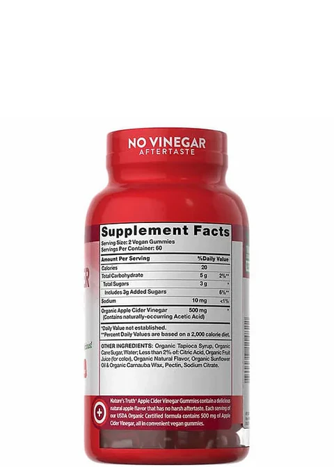 Vinagre de Sidra de Manzana en Gomitas 500 mg Nature’s Truth | Digestión, Metabolismo y Control del Apetito | Sabor Manzana | 120 Gomitas Orgánicas | Colombia