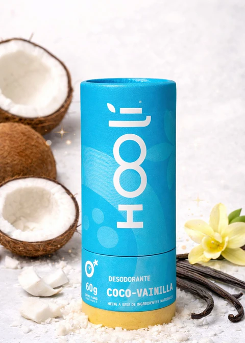 Desodorante Natural Hooli Coco y Vainilla 60g – Sin Aluminio, Sin Piedra de Alumbre y Sin Parabenos