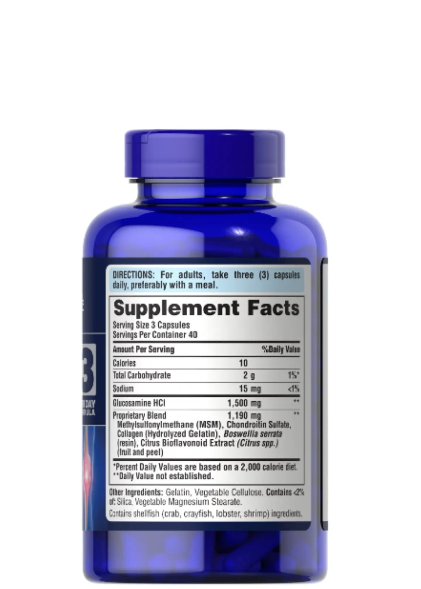 Puritan’s Pride Glucosamina + Condroitina + MSM x 120 Cápsulas | Soporte Articular, Cartílago y Movilidad | 3 al día | Colombia 2