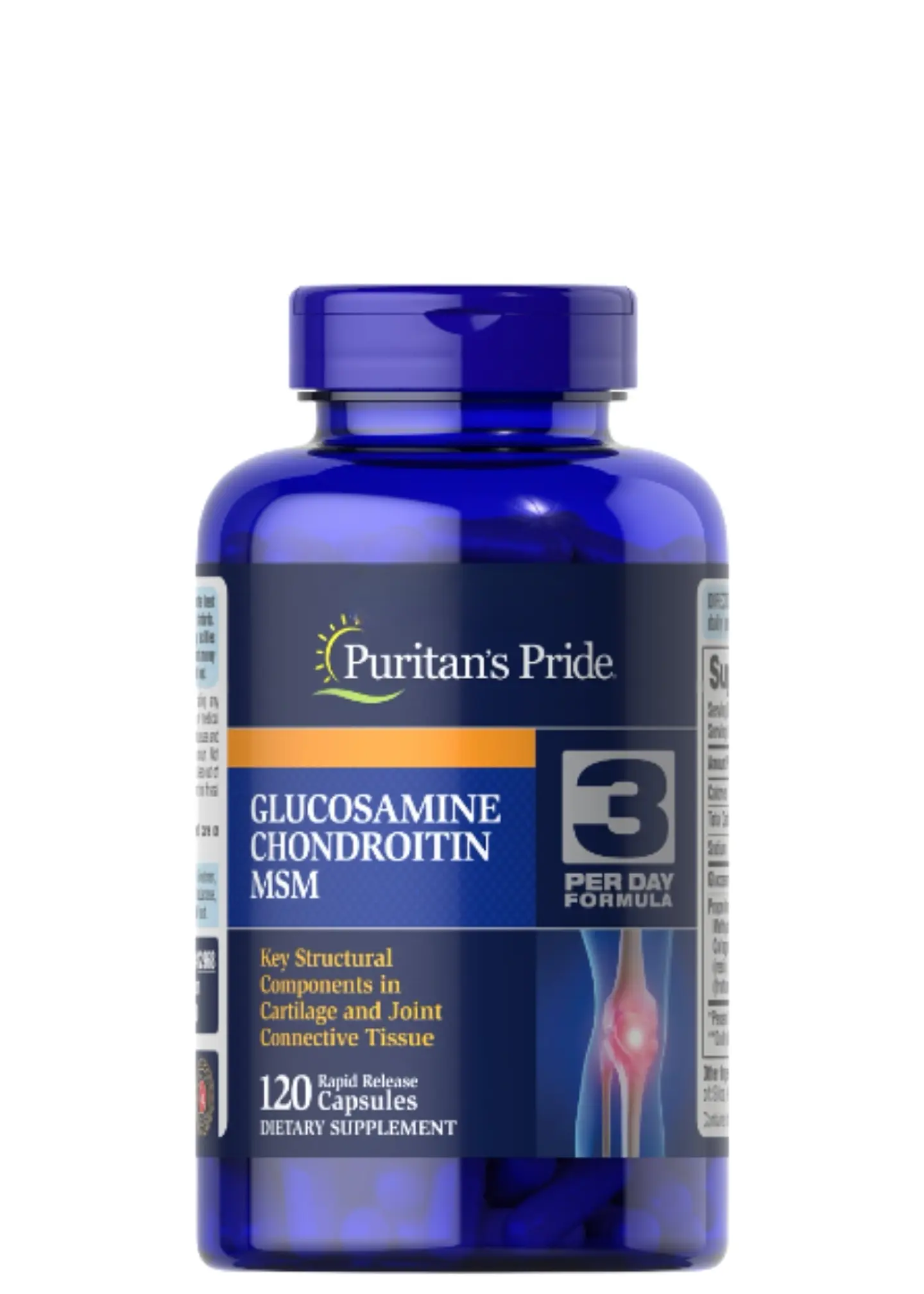 Puritan’s Pride Glucosamina + Condroitina + MSM x 120 Cápsulas | Soporte Articular, Cartílago y Movilidad | 3 al día | Colombia 1