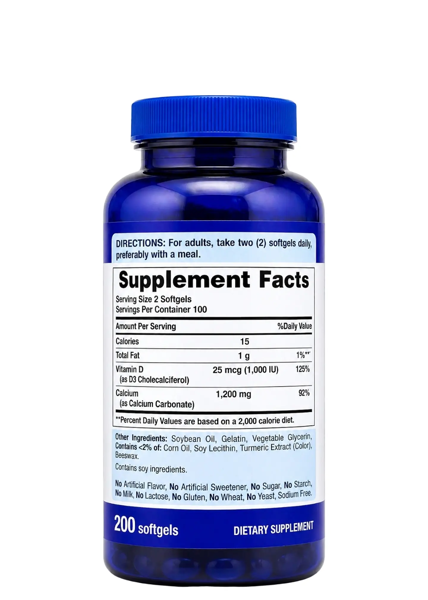 Puritan’s Pride Calcio Absorbible 1200 mg + Vitamina D3 25 mcg  200 cápsulas | Salud Ósea, Dientes Fuertes y Soporte Muscular | Colombia 2