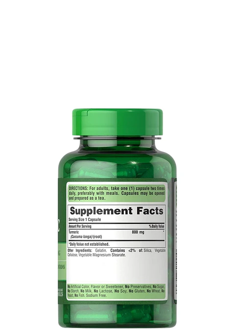 Puritan’s Pride Cúrcuma Curcumina 800 mg x 100 Cápsulas | Antioxidante Natural, Bienestar General y Soporte Celular | Colombia 