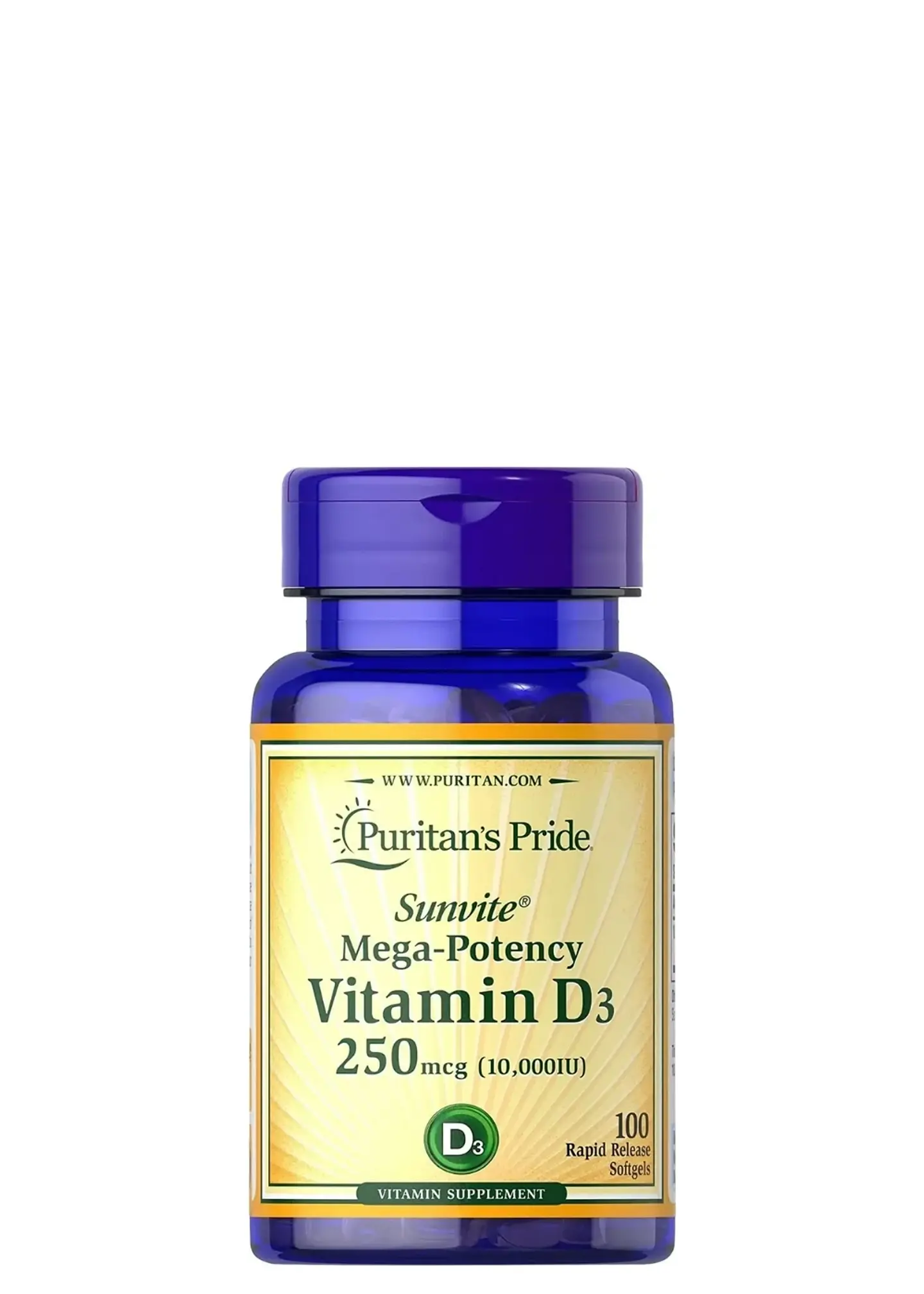 Puritan’s Pride Vitamina D3 10.000 IU (250 mcg) x 100 Cápsulas | Absorción de Calcio, Sistema Inmune y Fuerza Muscular | Colombia 1