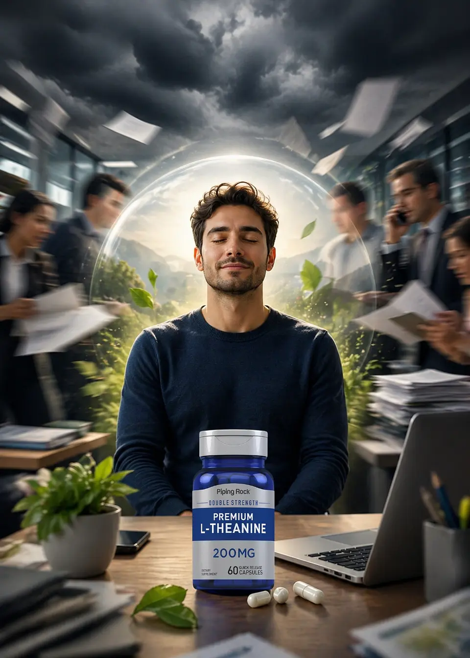 Piping Rock L-Teanina 200 mg x 60 Cápsulas | Relajación Mental, Enfoque y Bienestar Natural | Liberación Rápida | Colombia 2