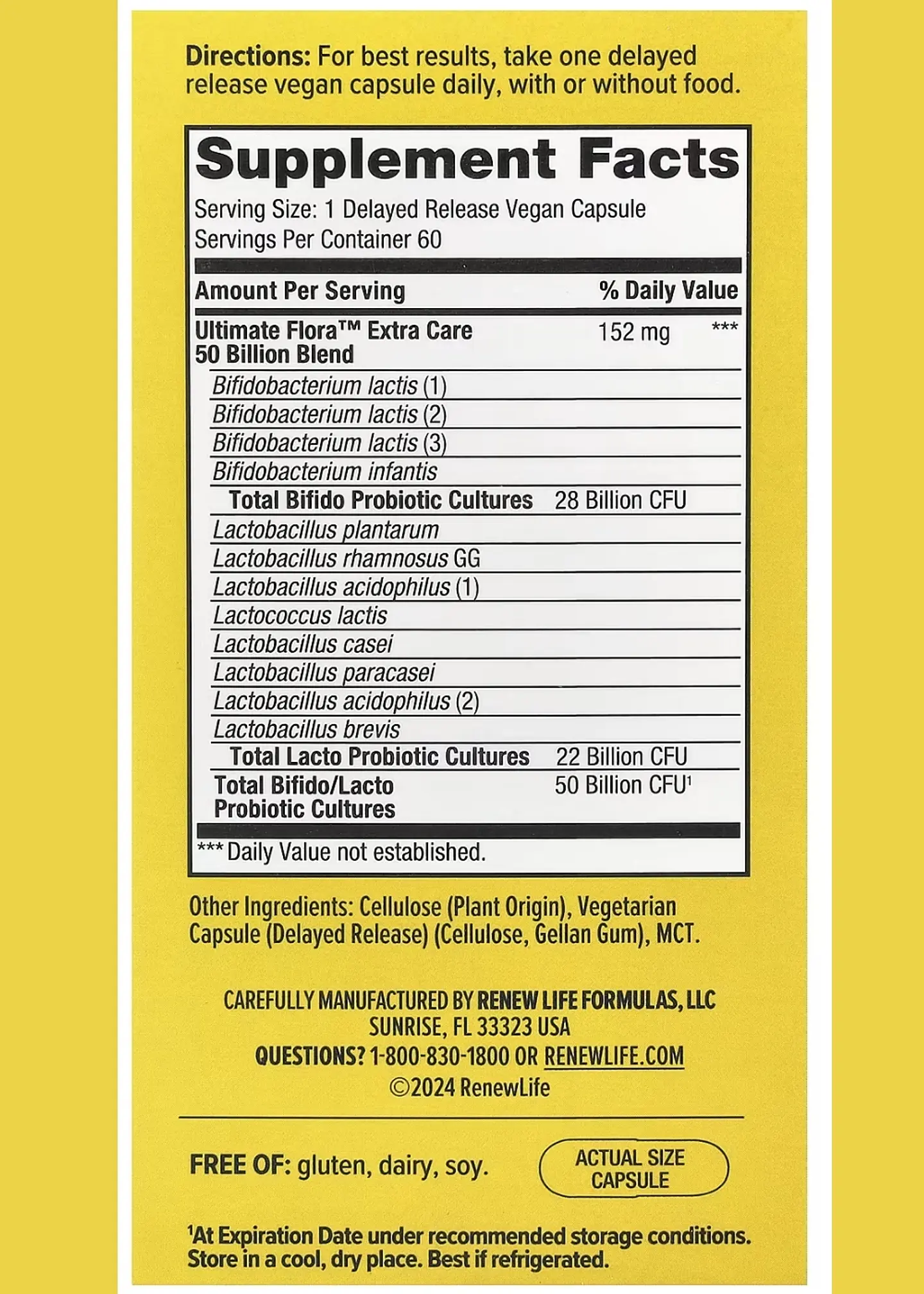 Renew Life Ultimate Flora™ Extra Care 50 Billion | Probiótico 50 Mil Millones UFC | 12 Cepas | Cápsulas Veganas de Liberación Retardada | Salud Digestiva y Microbiota | Colombia 4