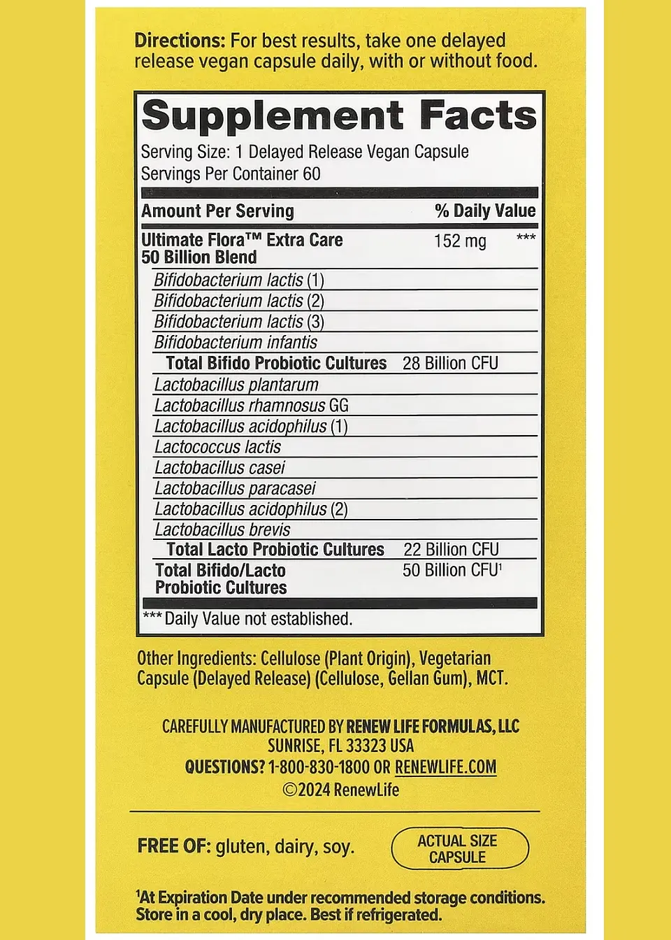 Renew Life Ultimate Flora™ Extra Care 50 Billion | Probiótico 50 Mil Millones UFC | 12 Cepas | Cápsulas Veganas de Liberación Retardada | Salud Digestiva y Microbiota | Colombia 4