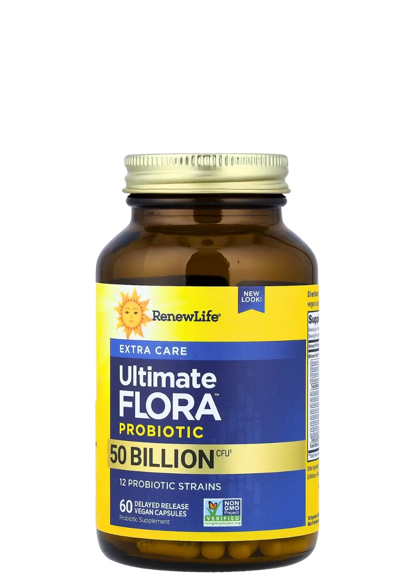 Renew Life Ultimate Flora™ Extra Care 50 Billion | Probiótico 50 Mil Millones UFC | 12 Cepas | Cápsulas Veganas de Liberación Retardada | Salud Digestiva y Microbiota | Colombia 1