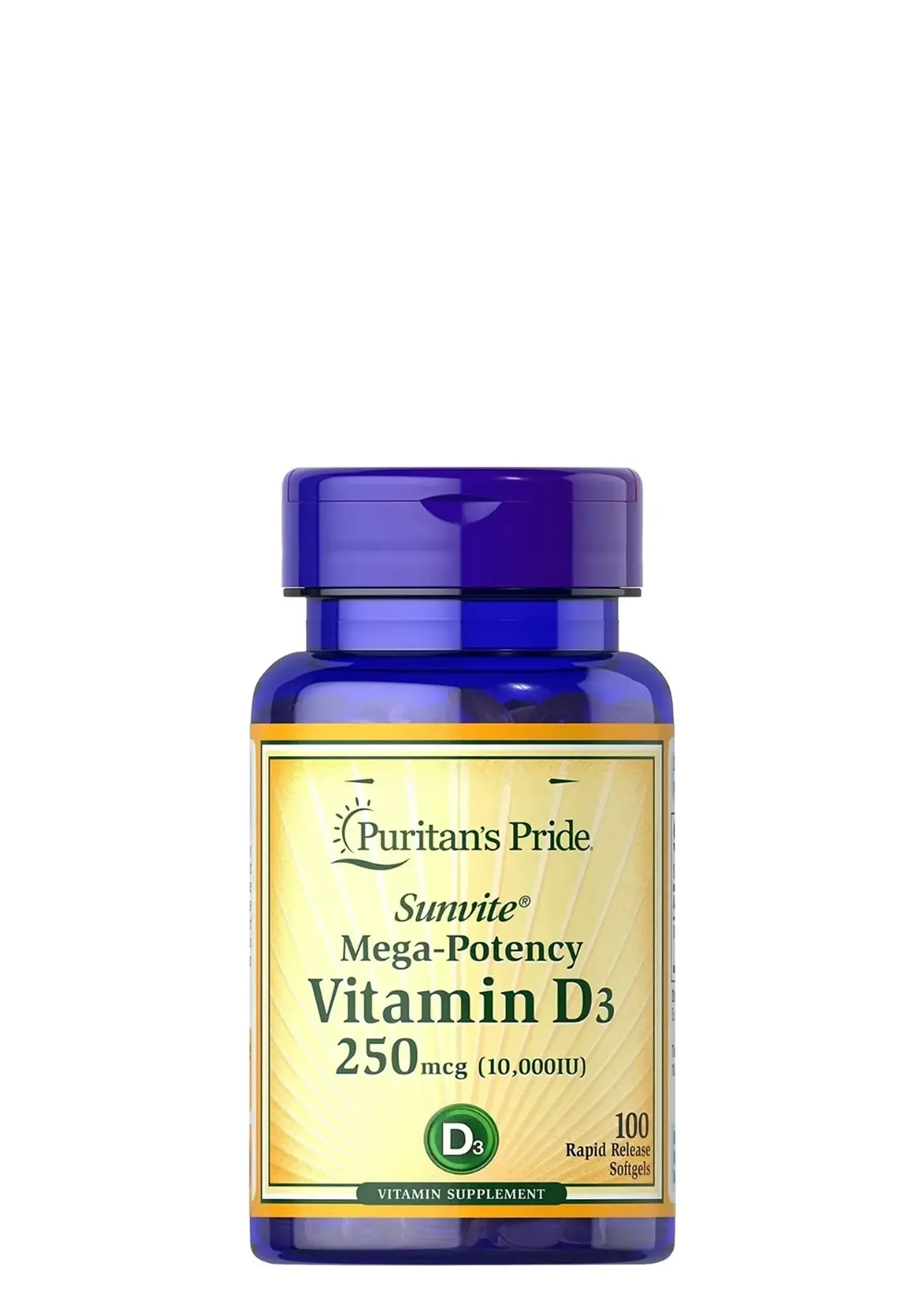 Puritan’s Pride Vitamina D3 10.000 IU (250 mcg) x 100 Cápsulas | Absorción de Calcio, Sistema Inmune y Fuerza Muscular | Colombia 1