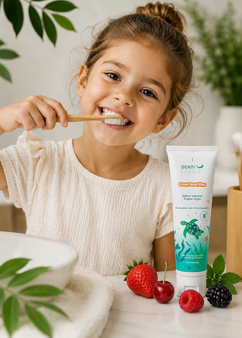 Crema Dental Natural para Niños 80g sabor natural frutos rojos – Sin Flúor, Sin Sulfatos, Sin Sabores Artificiales