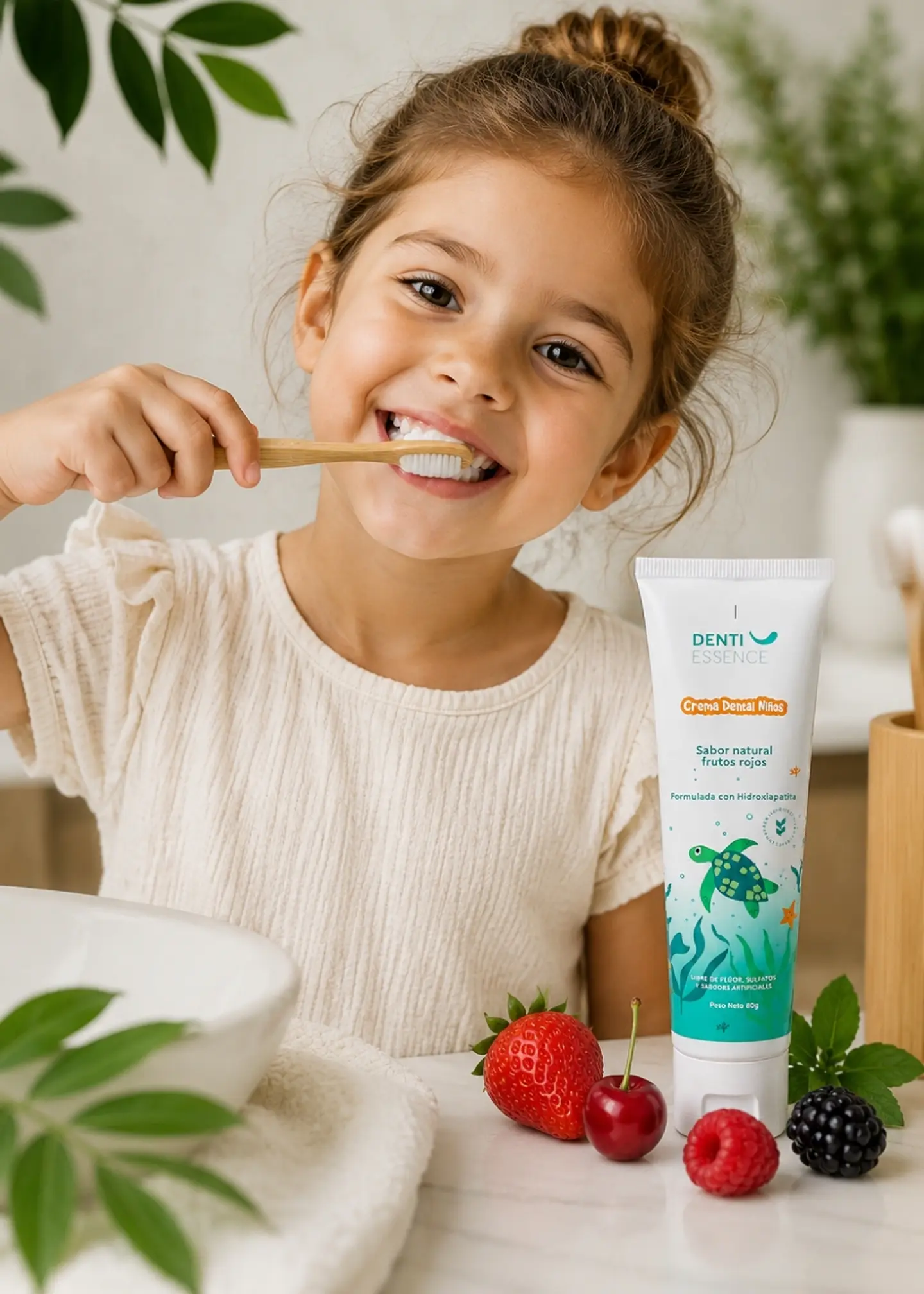 Crema Dental Natural para Niños 80g sabor natural frutos rojos – Sin Flúor, Sin Sulfatos, Sin Sabores Artificiales 2