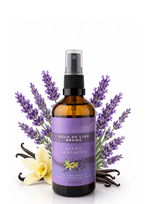 Bruma Aromatizante Natural Sueño Sabanero con Aceite Esencial de Lavanda y Vainilla 100ml  | Relajación y Descanso Profundo | Colombia