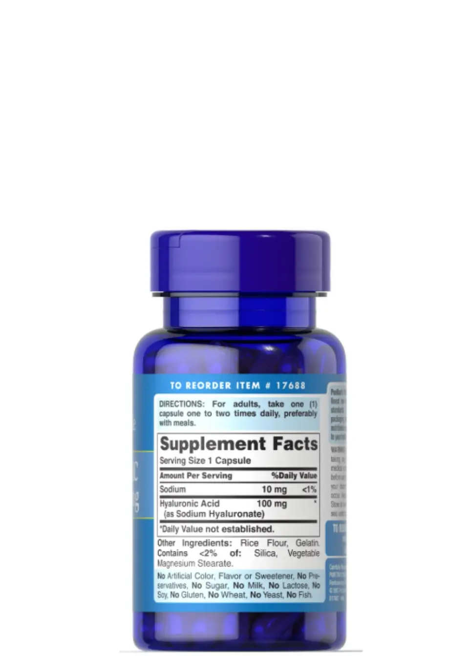 Puritan’s Pride Ácido Hialurónico 100 mg x 60 Cápsulas | Hidratación Profunda para la Piel y Bienestar Articular | Liberación Rápida | Colombia 2