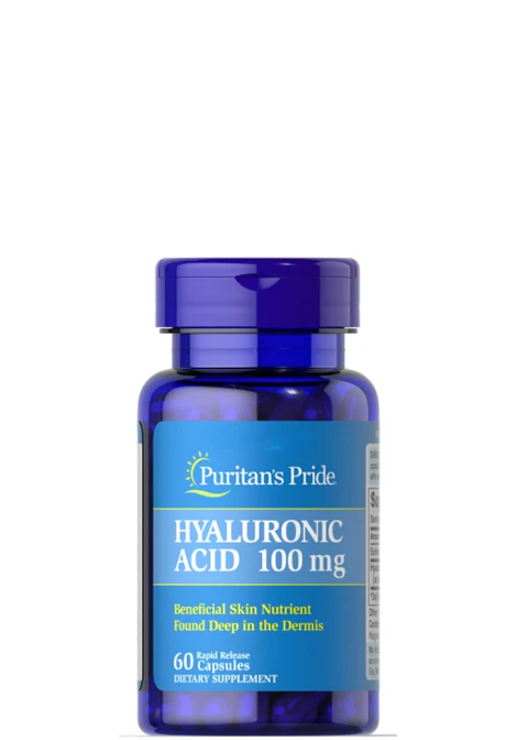 Puritan’s Pride Ácido Hialurónico 100 mg x 60 Cápsulas | Hidratación Profunda para la Piel y Bienestar Articular | Liberación Rápida | Colombia