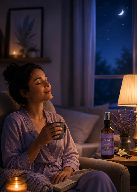 Bruma Aromatizante Natural Sueño Sabanero con Aceite Esencial de Lavanda y Vainilla 100ml  | Relajación y Descanso Profundo | Colombia