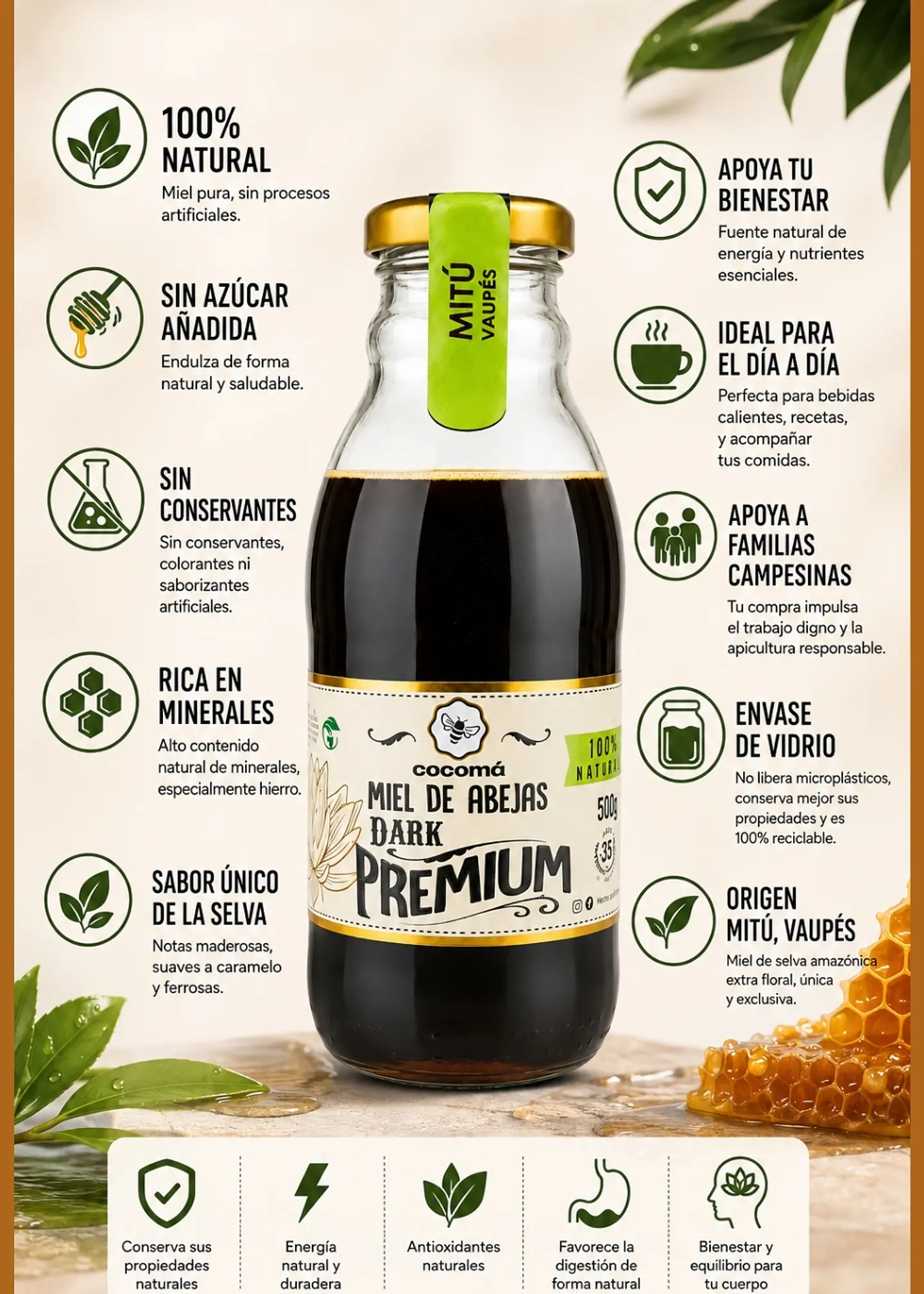 Miel de Origen Mitú Vaupés 500g en Vidrio | Miel de Selva Colombiana | Edición Especial | 100% Natural 3