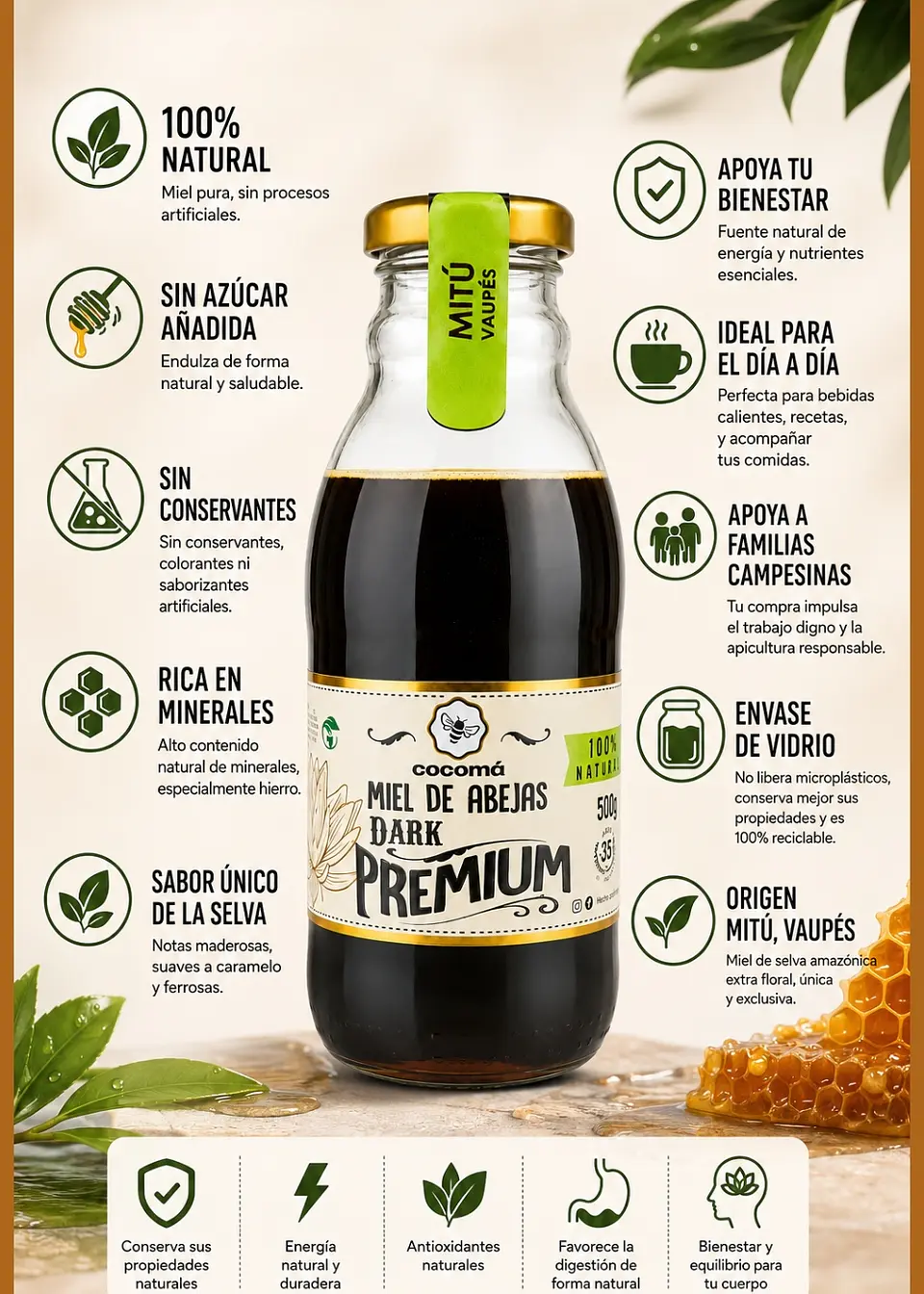 Miel de Origen Mitú Vaupés 500g en Vidrio | Miel de Selva Colombiana | Edición Especial | 100% Natural 3