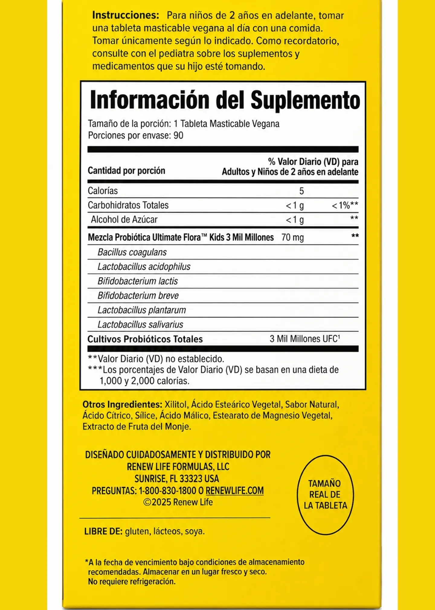 Renew Life Kids Ultimate Flora® Probióticos Infantiles 3 Mil Millones UFC | 6 Cepas Probióticas | 90 Tabletas Masticables Veganas | Colombia 3