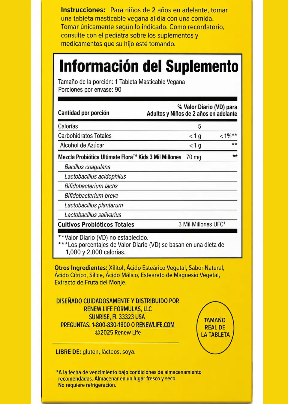 Renew Life Kids Ultimate Flora® Probióticos Infantiles 3 Mil Millones UFC | 6 Cepas Probióticas | 90 Tabletas Masticables Veganas | Colombia 3