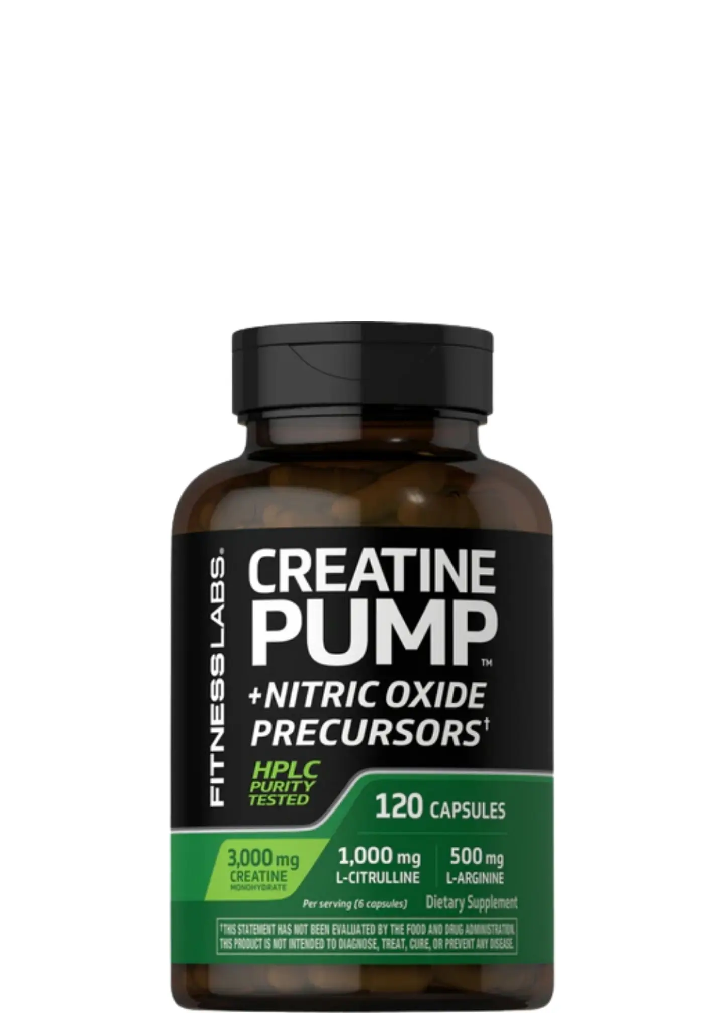 Fitness Labs Creatine Pump® con Creapure® Alemana | 3.000 mg de Creatina + 1.500 mg de Precursores de Óxido Nítrico | 120 Cápsulas | Colombia 1
