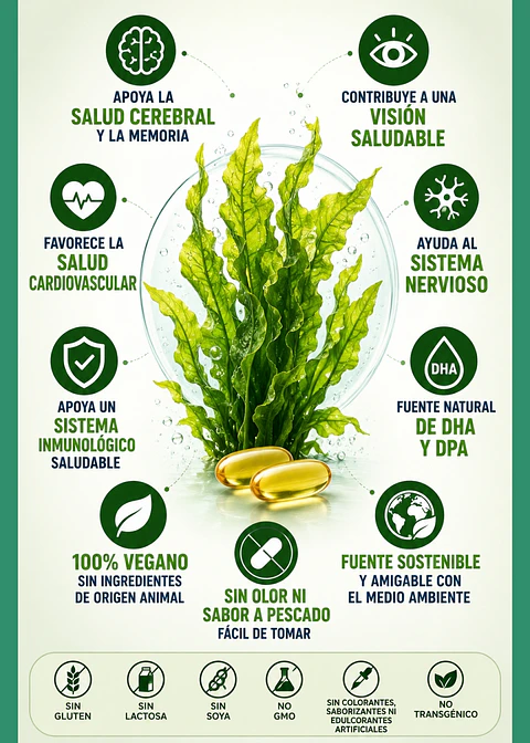 Omega 3 Vegano de Algas Piping Rock® 500 mg | 130 Cápsulas Veganas | DHA y DPA de Origen Vegetal | Sin Olor a Pescado | Colombia 
