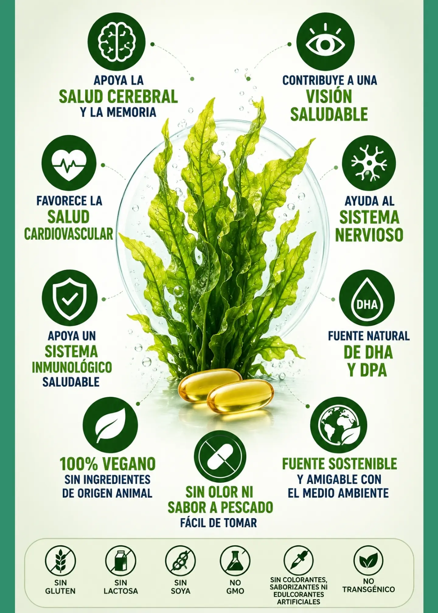 Omega 3 Vegano de Algas Piping Rock® 500 mg | 130 Cápsulas Veganas | DHA y DPA de Origen Vegetal | Sin Olor a Pescado | Colombia  2