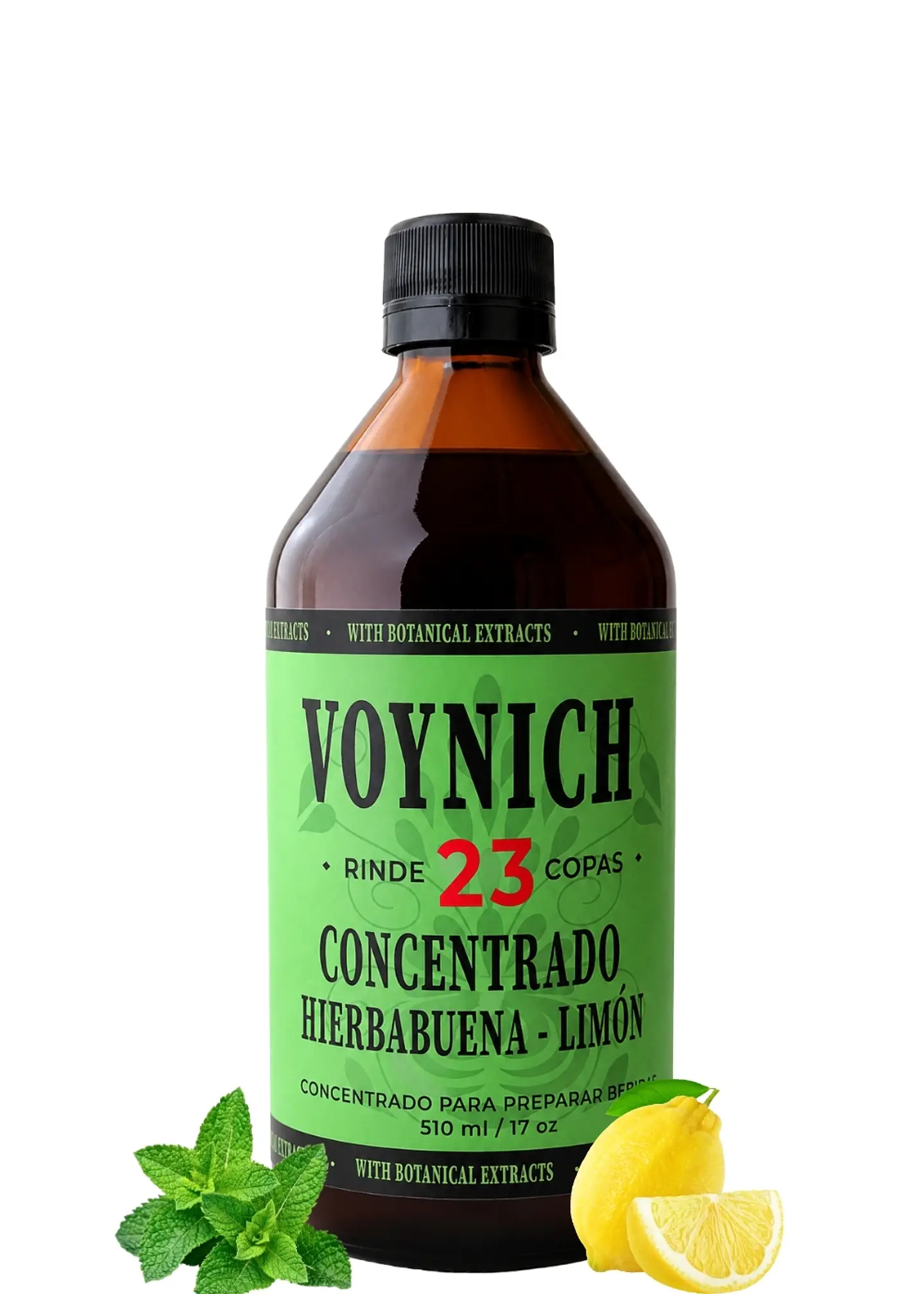 Concentrado de Extractos Botánicos Hierbabuena & Limón 510 ml | Sin Azúcar | Rinde 23 Copas | Inspiración Mojito Premium | Extractos Botánicos Naturales 1