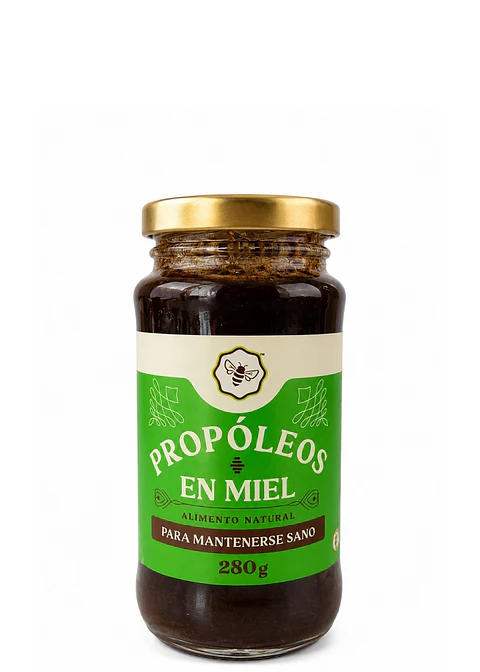 Propóleo en Miel 280 g | Miel 100% Natural | Con Totumo, Propóleo y Eucalipto | Apoyo Respiratorio y Bienestar Familiar