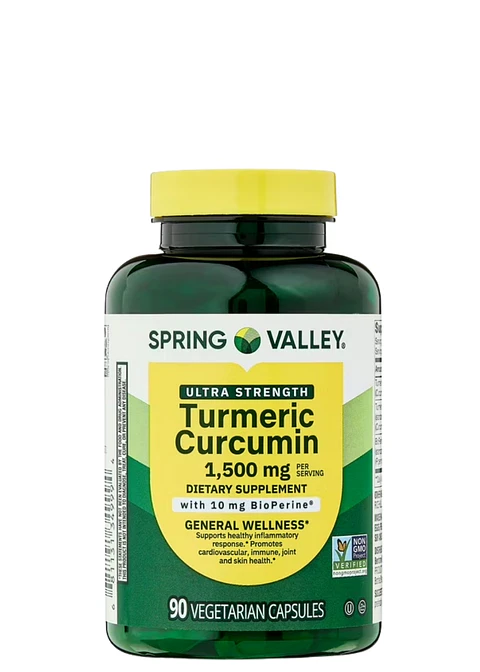 Spring Valley Cúrcuma y Curcumina Ultra Strength 1500 mg | 90 Cápsulas Vegetarianas con BioPerine® | Apoyo Articular, Inflamatorio, Cardiovascular e Inmunológico | Colombia