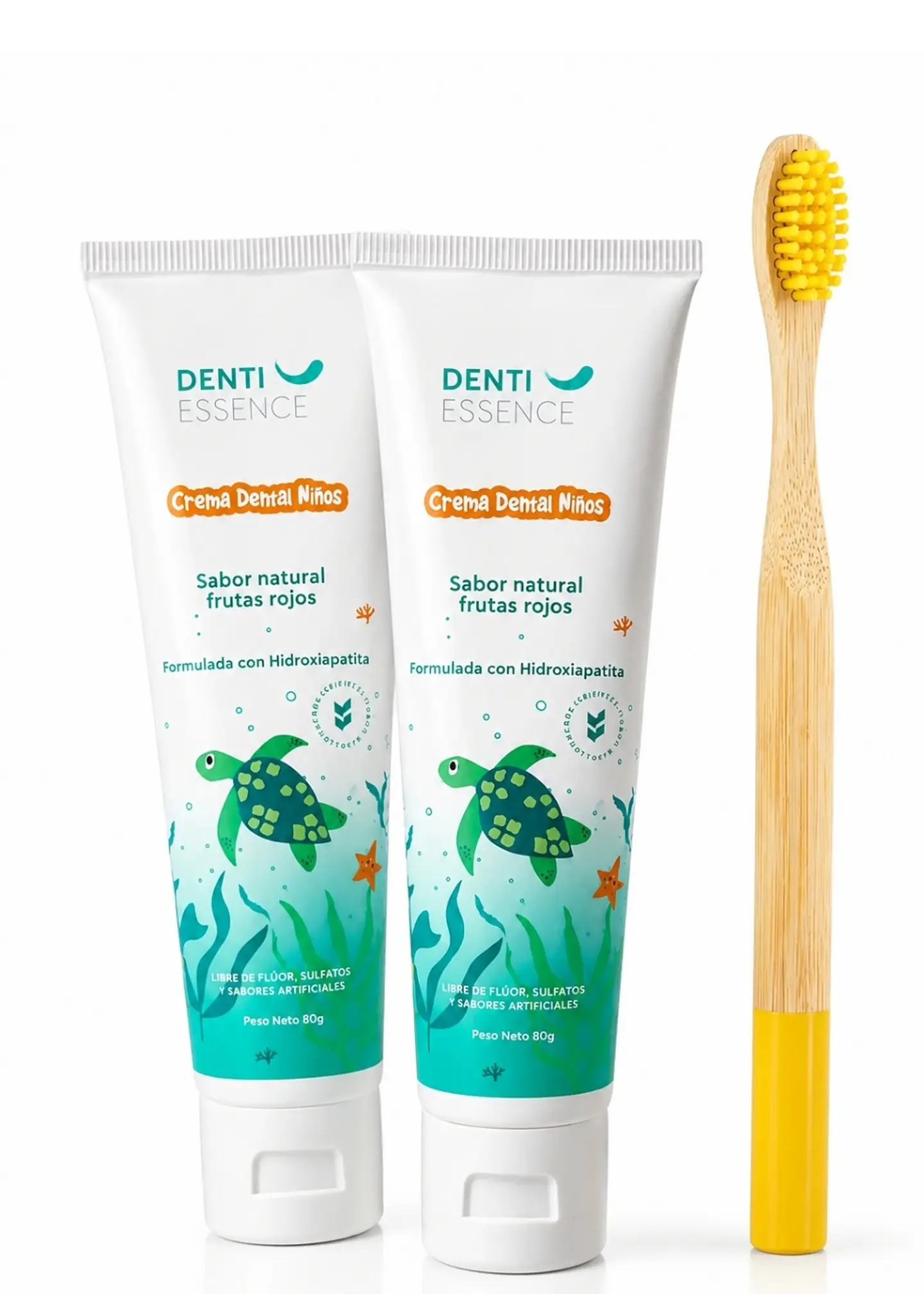 Kit Sonrisa Natural Kids | 2 Cremas Dentales Naturales para Niños + 1 Cepillo de Bambú Infantil de Cerdas Suaves | Sin Flúor, Sin Sulfatos y Sin Sabores Artificiales | Cuidado Oral Natural para Toda l 1