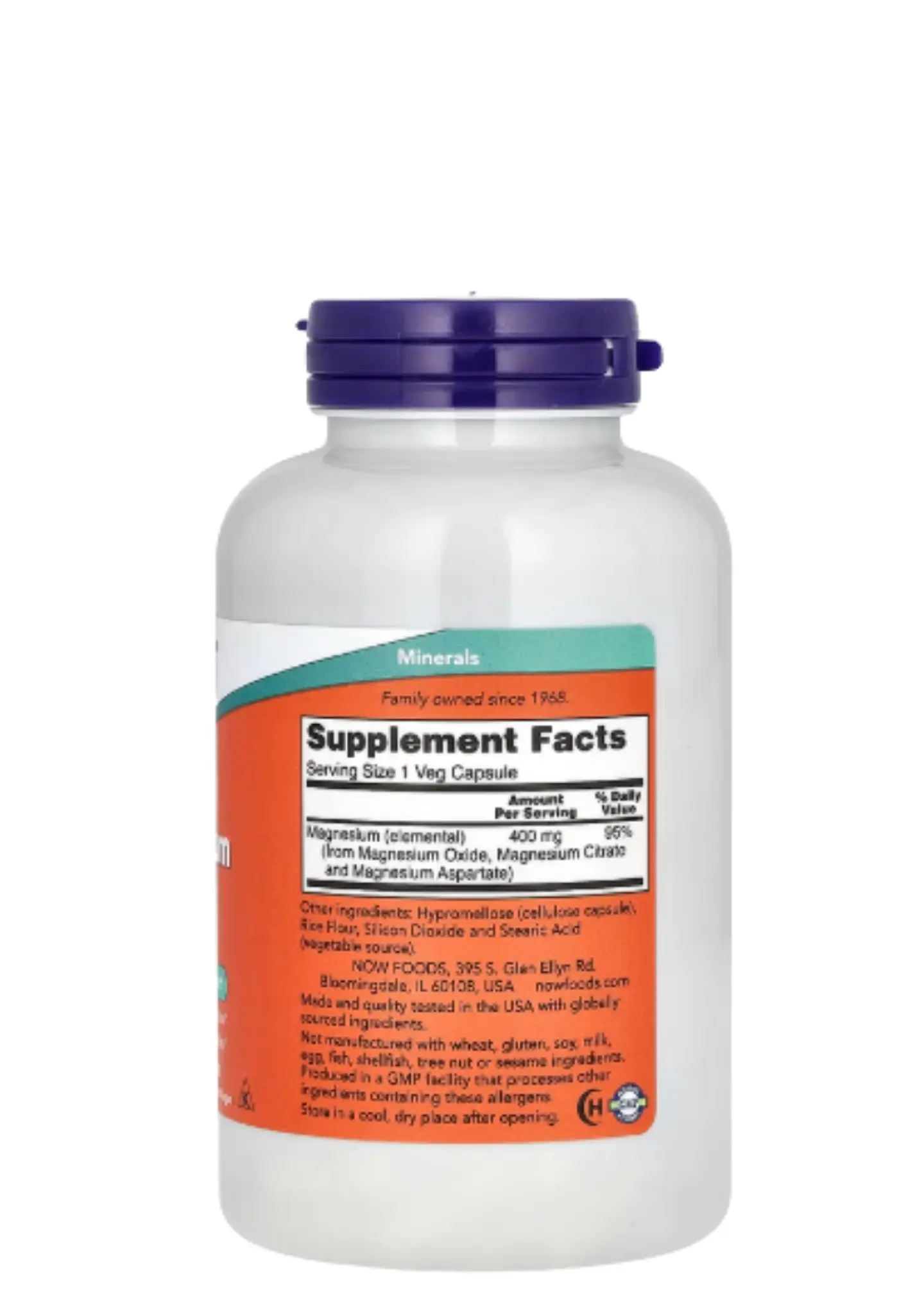 NOW Foods Magnesio 400 mg x 180 Cápsulas Vegetales | Óxido + Citrato + Aspartato de Magnesio | Energía, Sistema Nervioso, Músculos y Huesos | Vegano | Non-GMO | Importado de EE. UU. | Colombia  4